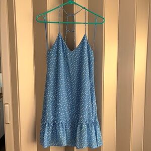 New In Blue Polka Dot Spaghetti Strap Mini Dress